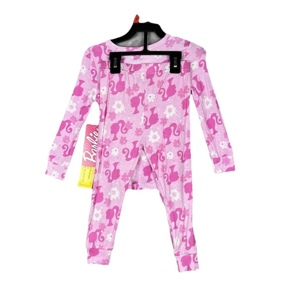 BARBIE Toddler Pajamas Set‎ Size 2T Pink and White Viscose Stretchy